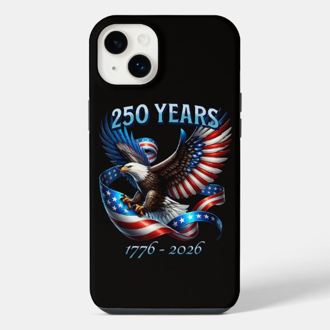 Coque iPhone Aigle et drapeau patriotiques 250 ans 1776-2026 (Verso)