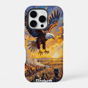 Coque iPhone 16 Pro Aigle Gardien, Bataille au Coucher du Soleil