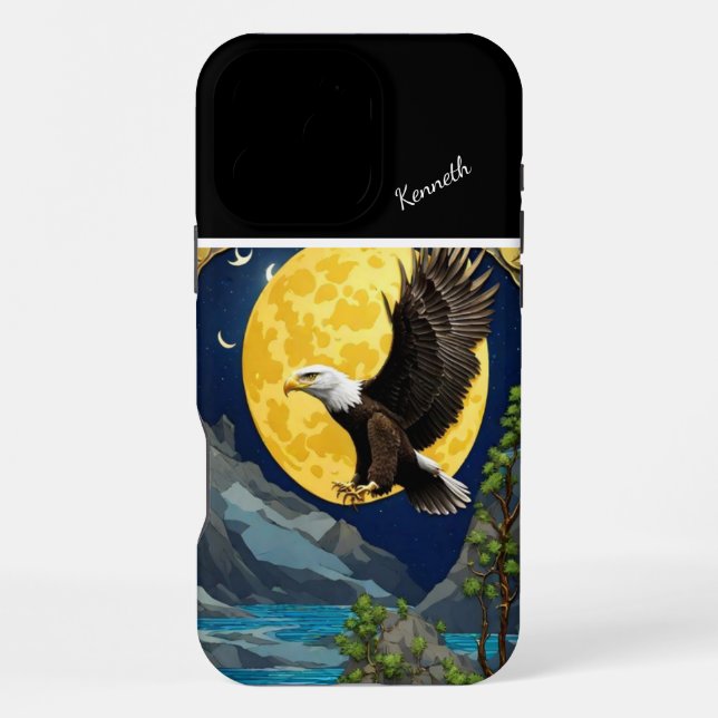 Coque iPhone Aigle Lune dans le Willow Tree (Verso)