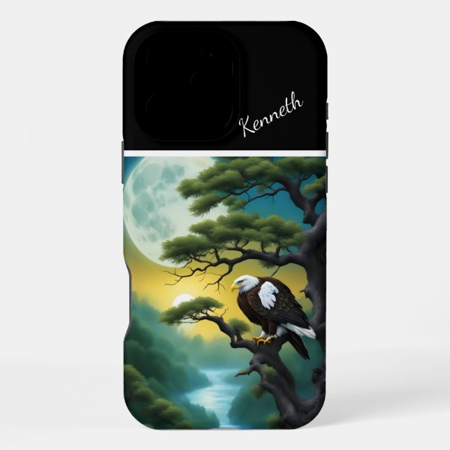 Coque iPhone Aigle nocturne de l'arbre de saule (Verso)