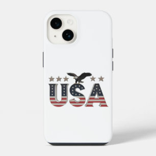 Coque Pour iPhone 14 Aigle patriotique américain + Drapeau étoilé pour