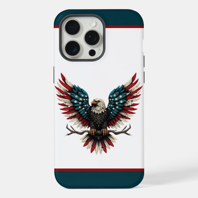Coque iPhone Aigle rustique patriotique américain/américain cha (Verso)