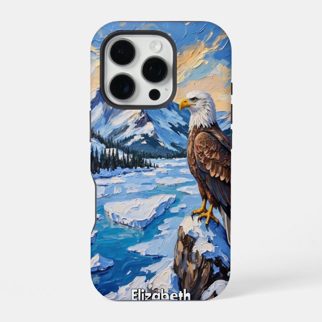 Coque iPhone Aigle sentinelle, majesté gelée (Verso)