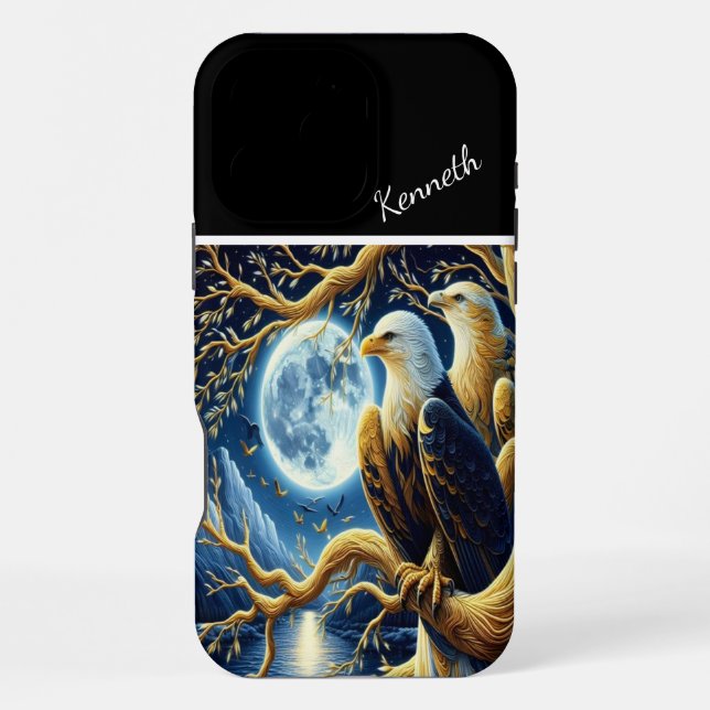 Coque iPhone Aigles & Pleine Lune (Verso)