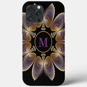 Etui iPhone 13 Pro Max Ailes d'ange abstraites Mandala Fractale Monogramm