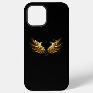 Coque iPhone 12 Pro Max Ailes d'ange dorées sur fond noir