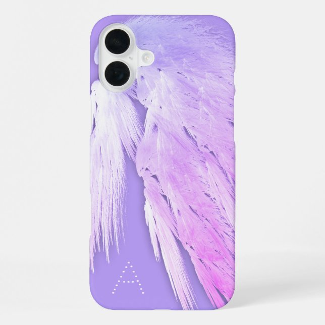 Coque iPhone Ailes d'ange en fée violet Monogramme (Verso)