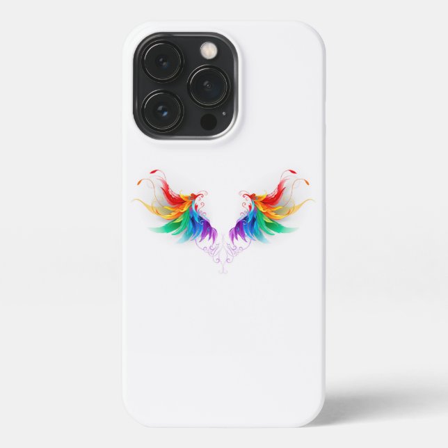 Coque iPhone Ailes fluffy arc-en-ciel (Verso)