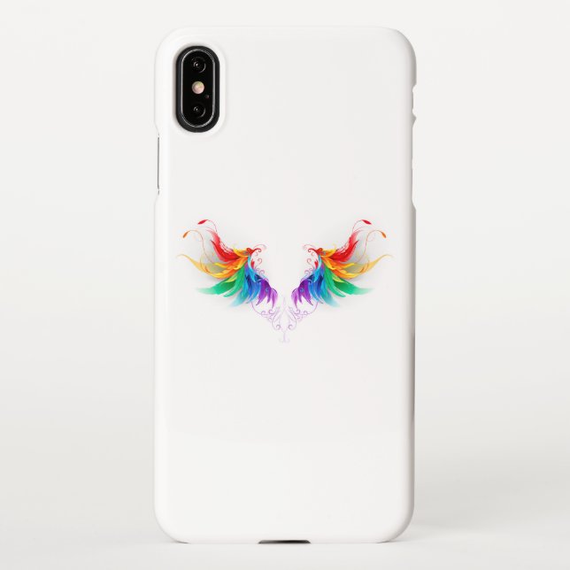 Coque iPhone Ailes fluffy arc-en-ciel (Dos)
