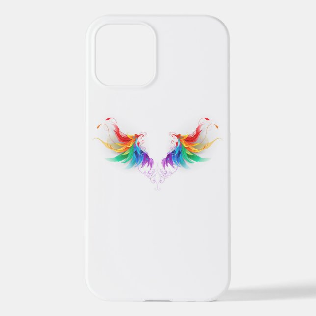 Coque iPhone Ailes fluffy arc-en-ciel (Verso)