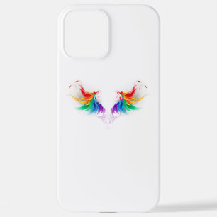 Coque iPhone 12 Pro Max Ailes fluffy arc-en-ciel