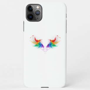 Coque iPhone 11Pro Max Ailes fluffy arc-en-ciel