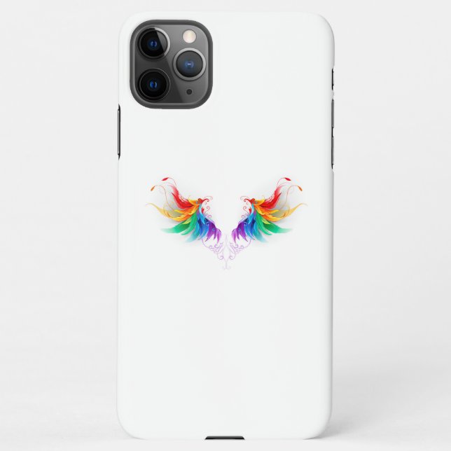 Coque iPhone Ailes fluffy arc-en-ciel (Dos)