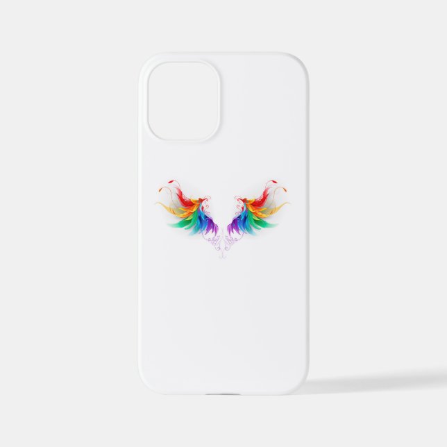 Coque iPhone Ailes fluffy arc-en-ciel (Verso)