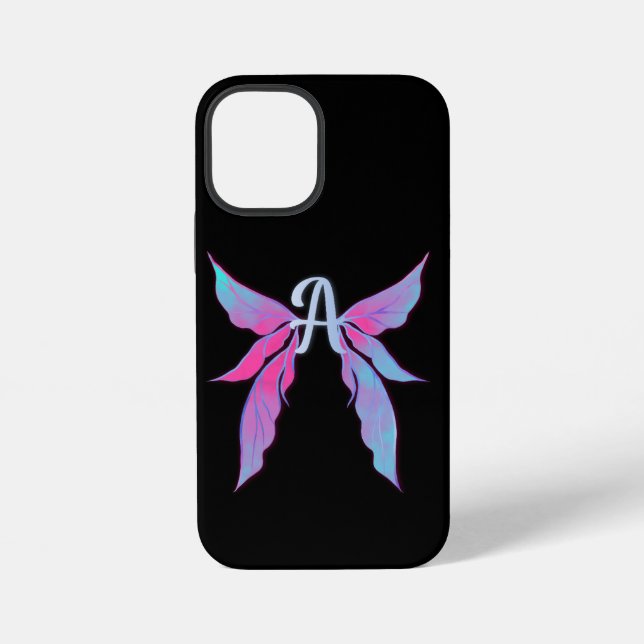 Coque iPhone Ailes séraphiques avec initiale (Verso)