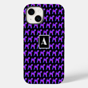 Coque Pour iPhone 14 Airedale Terrier Dog Pnk Blu Silhouette Mono Noir