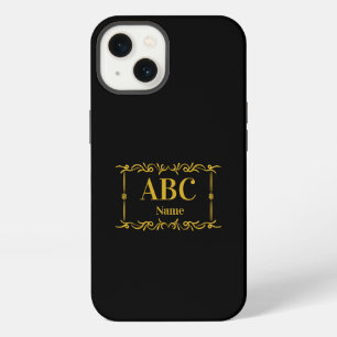 Etui iPhone 13 Ajouter un cadre de monogramme doré avec initiales
