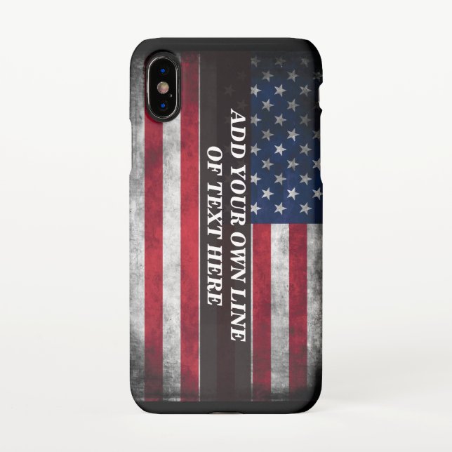 Coque iPhone Ajouter votre texte sur le drapeau américain (Dos)