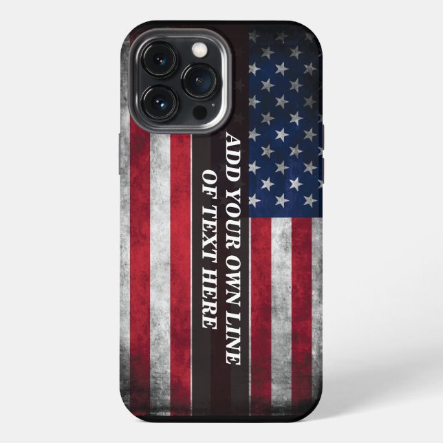 Coque iPhone Ajouter votre texte sur le drapeau américain (Verso)