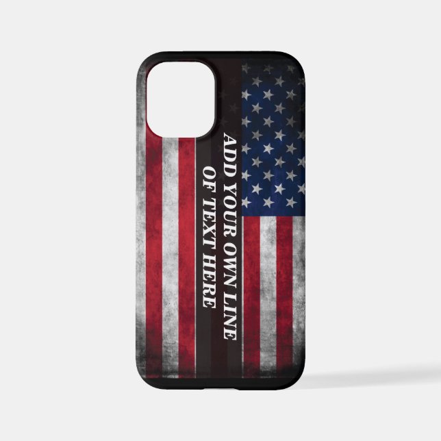 Coque iPhone Ajouter votre texte sur le drapeau américain (Verso)