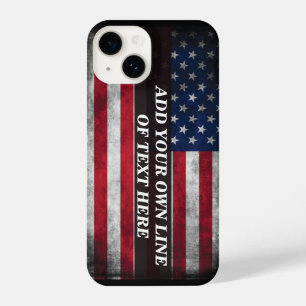 Coque Pour iPhone 14 Ajouter votre texte sur le drapeau américain