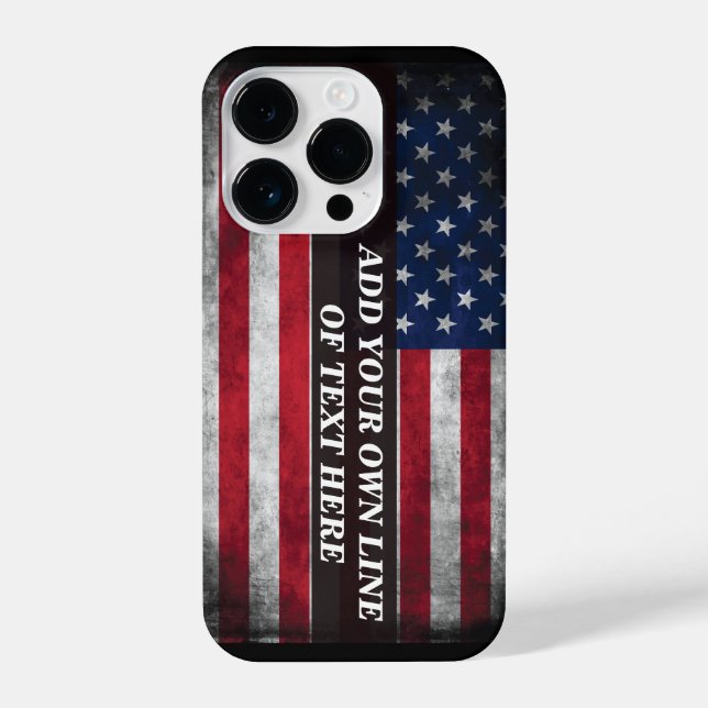 Coque iPhone Ajouter votre texte sur le drapeau américain (Verso)