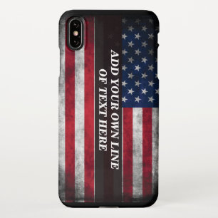 Coque iPhone XS Max Ajouter votre texte sur le drapeau américain
