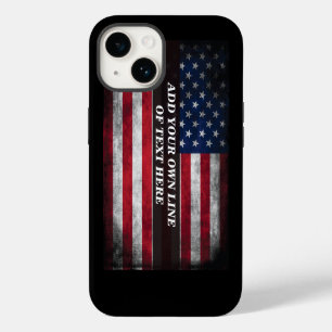 Coque Pour iPhone 14 Ajouter votre texte sur le drapeau américain