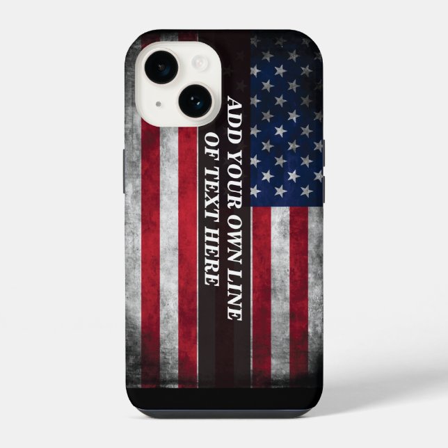Coque iPhone Ajouter votre texte sur le drapeau américain (Verso)