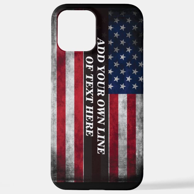 Coque iPhone Ajouter votre texte sur le drapeau américain (Verso)