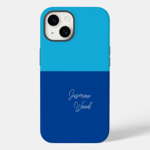 Coque Pour iPhone 14 Ajoutez Votre Nom Moderne Minimaliste Bleu