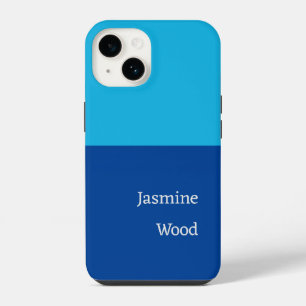 Coque Pour iPhone 14 Ajoutez Votre Nom Moderne Minimaliste Bleu