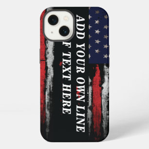 Etui iPhone 13 Ajoutez votre propre texte sur le drapeau américai