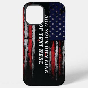 Coque iPhone 12 Pro Max Ajoutez votre propre texte sur le drapeau américai