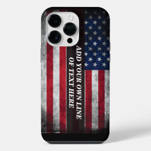 Coque Pour Pour iPhone 14 Pro Max Ajoutez votre texte sur le drapeau américain