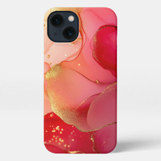 Etui iPhone 13 alcool rouge encre mordern art élégante fille