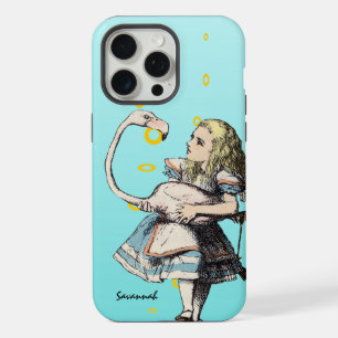 Coque iPhone 15 Pro Max Alice au pays des merveilles et un flamant rose