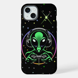 Coque iPhone 15 Plus Alien Gamer avec étoiles
