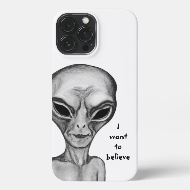 Coque iPhone Alien gris, je veux croire (Verso)