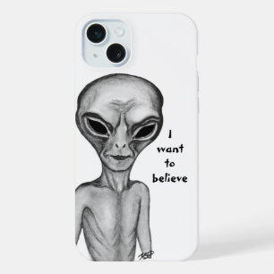 Coque iPhone 15 Plus Alien gris, je veux croire