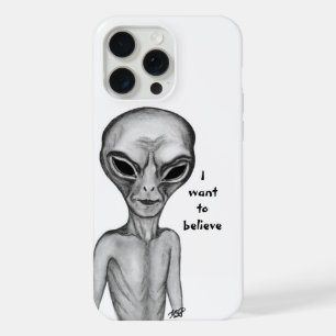 Coque iPhone 15 Pro Max Alien gris, je veux croire