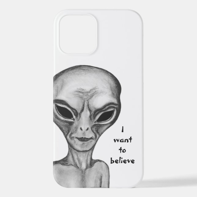 Coque iPhone Alien gris, je veux croire (Verso)