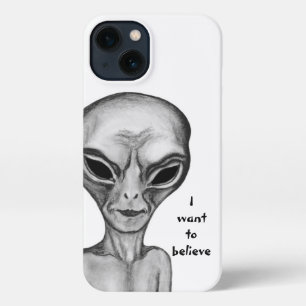 Etui iPhone 13 Alien gris, je veux croire