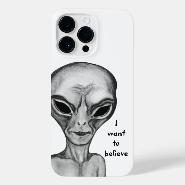 Coque iPhone Alien gris, je veux croire (Verso)