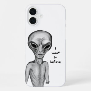 Coque iPhone 16 Plus Alien Gris , Je veux y croire