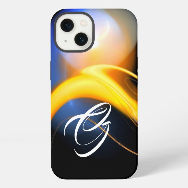Coque iPhone ALIEN PEARL MONOGRAM Blanc Jaune Fractale (Verso)