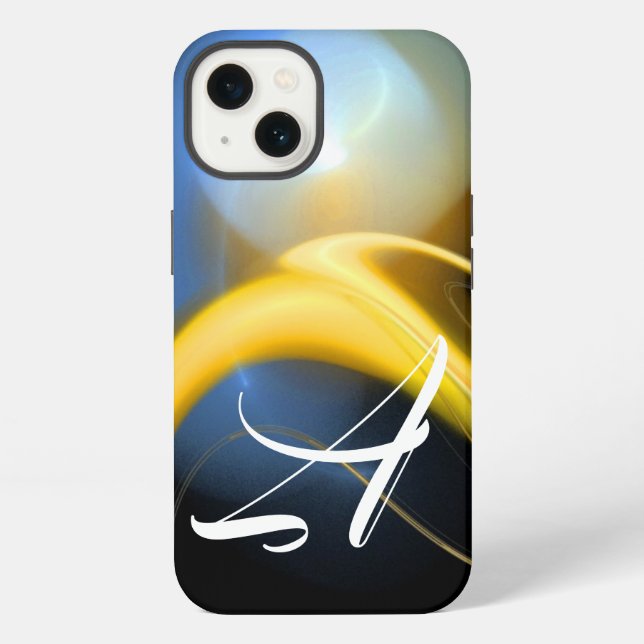 Coque iPhone ALIEN PEARL MONOGRAM Blanc Jaune Fractale (Verso)