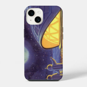 Coque Pour iPhone 14 Aliens de la science-fiction vintage sur la lune d