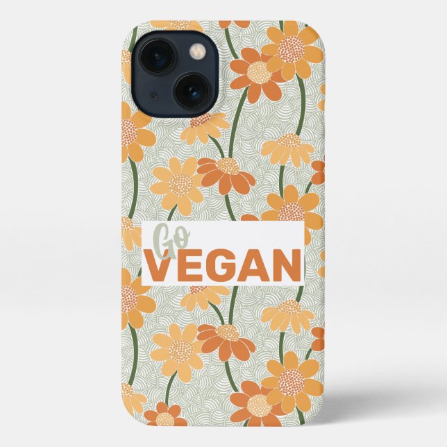 Coque iPhone Allez, vegan ! Joli rétro muté fleurs des années 1 (Verso)