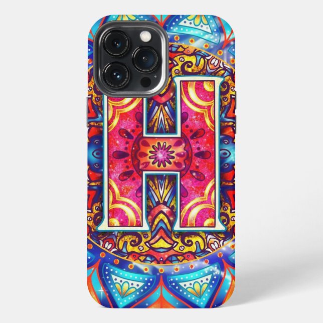 Coque iPhone Alphabet H mandala (Verso)